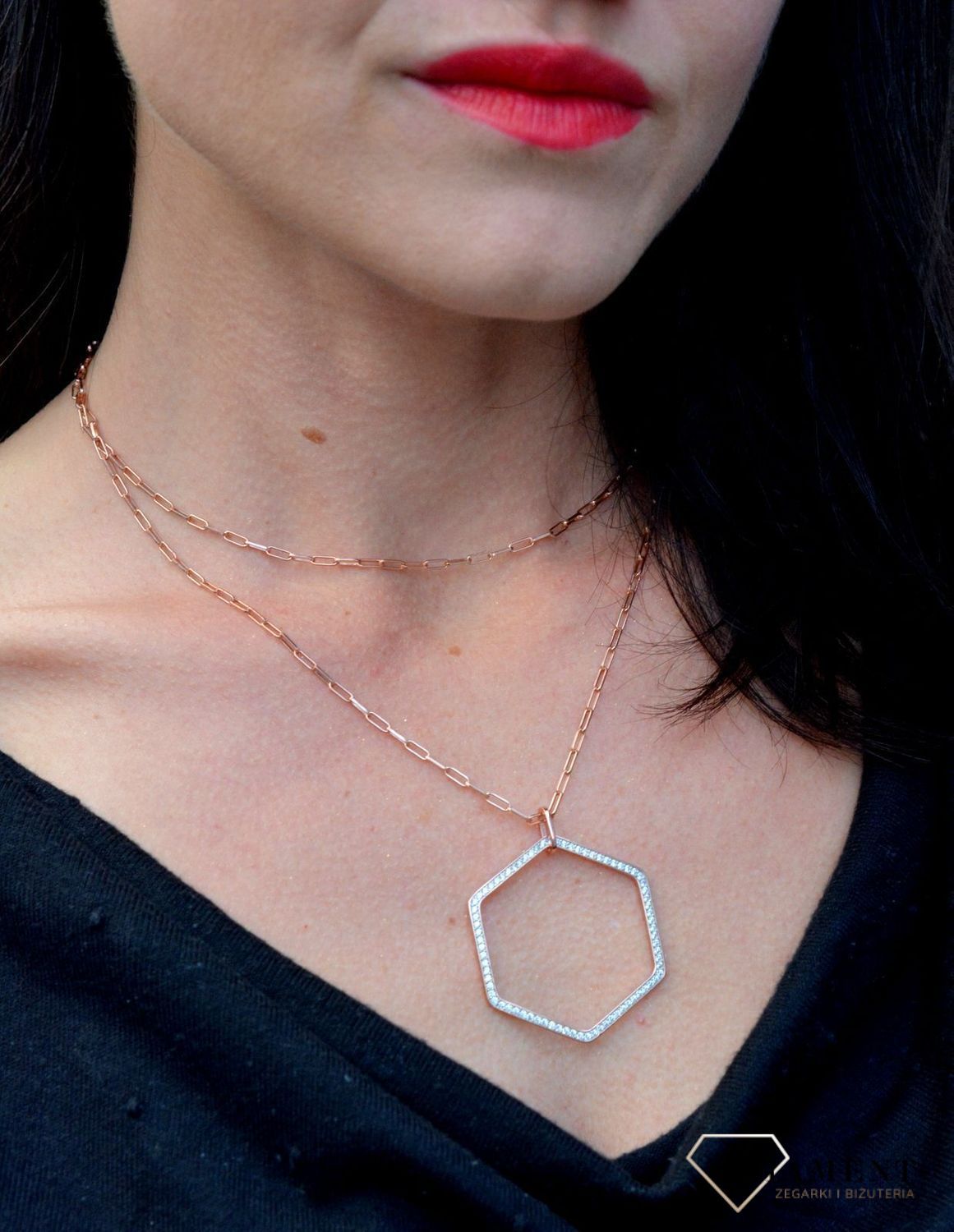 Naszyjnik srebrny Emozioni pokryty różowym złotem 147813-001.jpg